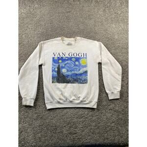 Van Gogh Sweatshirt Mens Small Starry Night Crewneck Pullover Long Sleeve